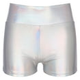 thumbnail image 1 of Alvivi Womens Shiny Metallic Rave Dance Booty Shorts High Waist Mini Hot Pants Bottoms Silver B L, 1 of 7