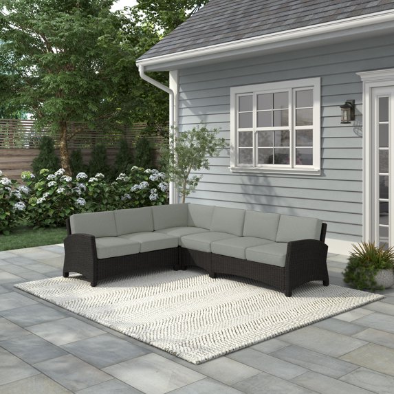 Alvory 4-PC Outdoor Patio PE Rattan Sectional in Red