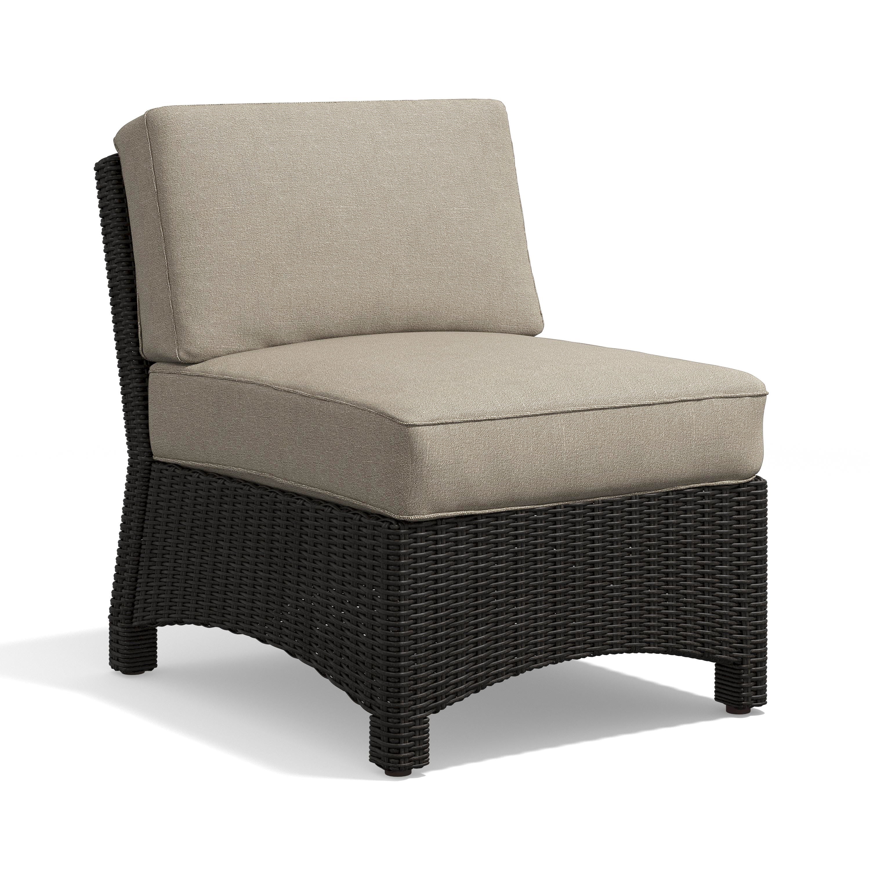 Alvory Patio PE Rattan Armless Chair with Tan Cushions