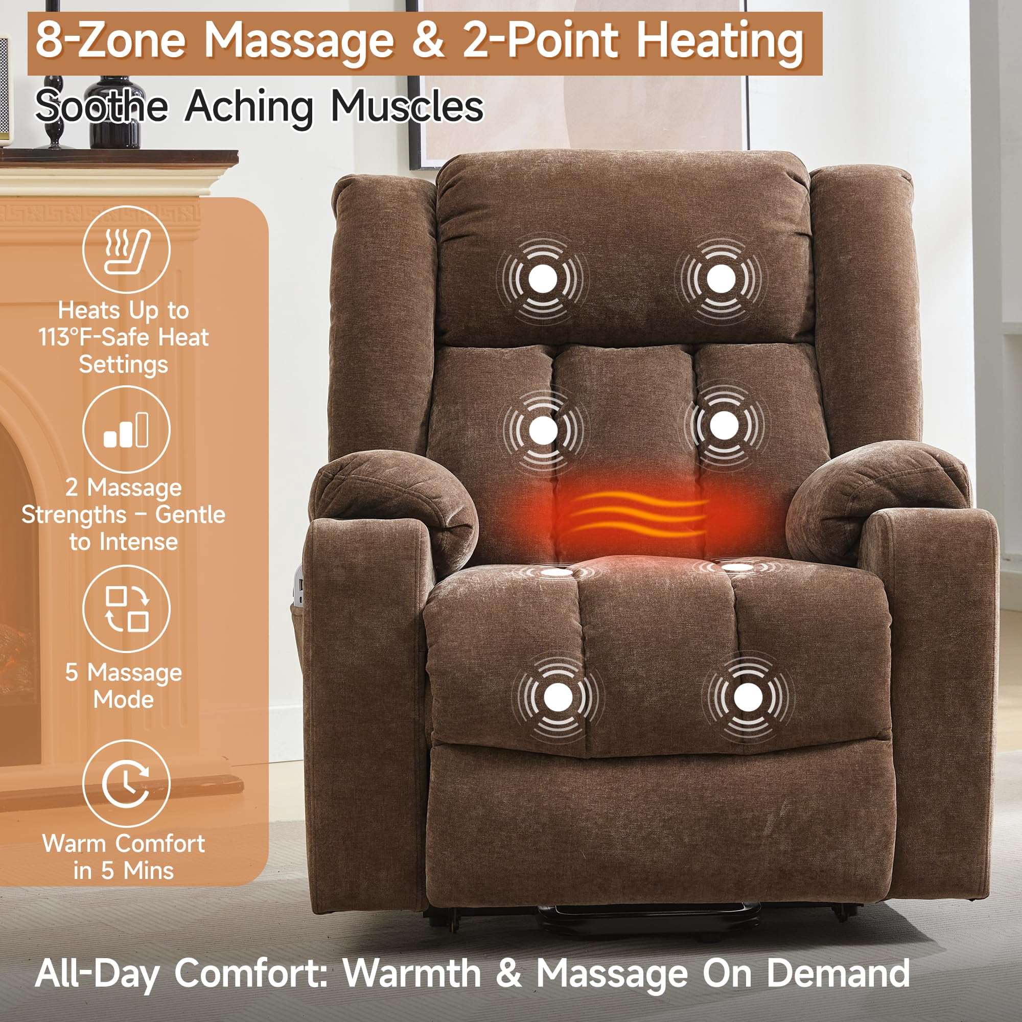 Alwalue Manual Recliner Chair with Micro Leather Overstuffed Single Sofa with Footrest & Headrest Suitable for Small Spaces - Dark Gray