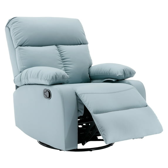 Alwalue Small Rocking Recliners Chair with Adjustable Footrest for Small Spaces Swivel Rocker Recliner for Living Room Bedroom Nursery - Mint Blue