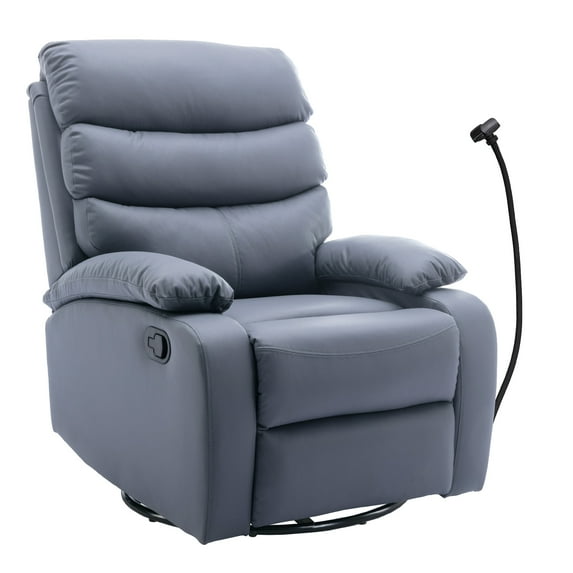 Alwalue Swivel Glider Rocker Recliner Chair with Adjustable Backrest&Footrest Breathable Fabric rocking chair for Home Theater, Nursery - Dark Gray