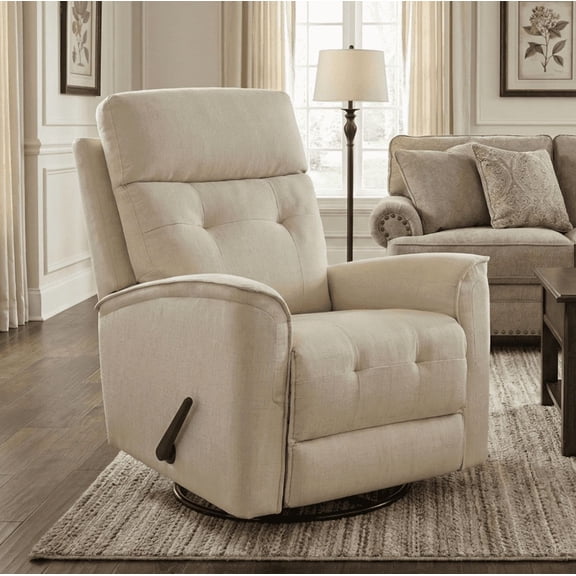 Alwalue Swivel Rocker Recliner High Back Manual Glider Recliner Rocking & 360 Swivel Glider Rocking Recliner Chair for Small Spaces Living Room Bedroom Apartment RV Beige