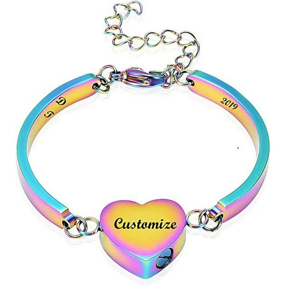 Alway in My Heart-Cremation Jewelry Heart Urn Bracelet for Ashes for Women Men Adjustable Urn Cuff Bracelet for Human Pet Ashes Keepsake Memorial Jewelry
