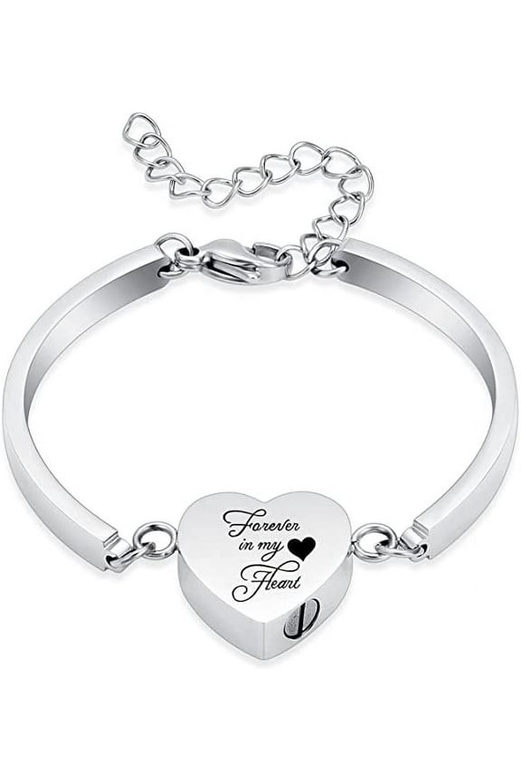 Alway in My Heart-Cremation Jewelry Heart Urn Bracelet for Ashes for Women Men Adjustable Urn Cuff Bracelet for Human Pet Ashes Keepsake Memorial Jewelry