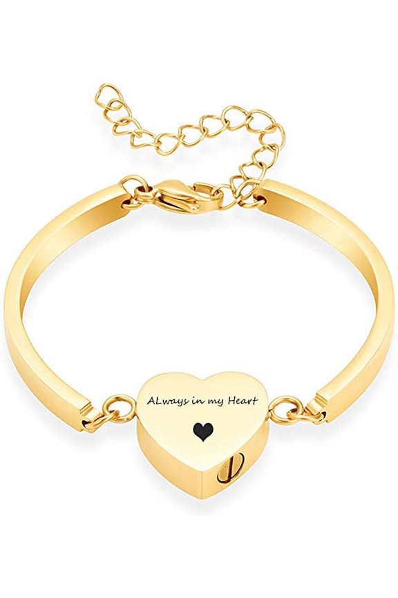 Alway in My Heart-Cremation Jewelry Heart Urn Bracelet for Ashes for Women Men Adjustable Urn Cuff Bracelet for Human Pet Ashes Keepsake Memorial Jewelry