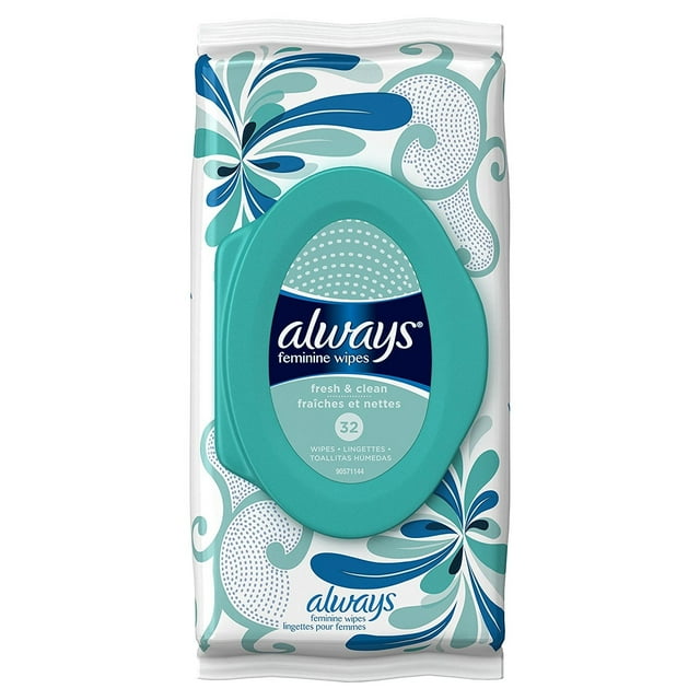 Always 32 Piece Feminine Wipes, Fresh & Clean Scent, 0.498 Pound