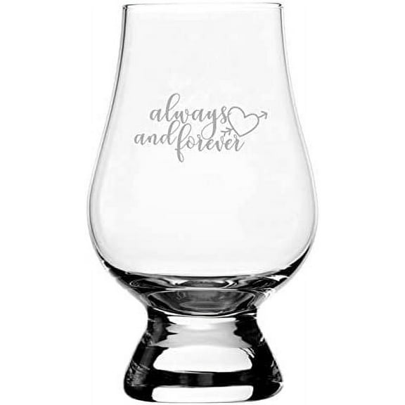 Always And Forver Valentine's Day Quotes Etched 6.5oz Glencairn Whisky Glass