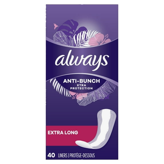 Always Anti-Bunch Xtra Protection Daily Liners Unscented, 40 Count