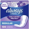 thumbnail image 1 of Always Anti-Bunch Xtra Protection Daily Liners Regular Length, 100 Ct, 1 of 12