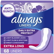 Always Anti-Bunch Xtra Protection Daily Liners Xtra Long Length, 68 Ct