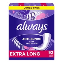 Always Anti-Bunch Xtra Protection Daily Liners Xtra Long Length, 92 Ct