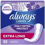 Always Anti-Bunch Xtra Protection Daily Liners Xtra Long Length, 92 Ct