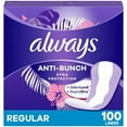 thumbnail image 1 of Always Anti-Bunch Xtra Protection, Panty Liners For Women, Light Absorbency, Regular Length, Leakguard + Rapiddry, Unsented, 100 Count, 1 of 5