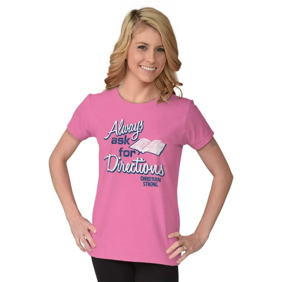 Always Ask For Directions Bible Womens Slim Fit Graphic Tee Brisco Brands L