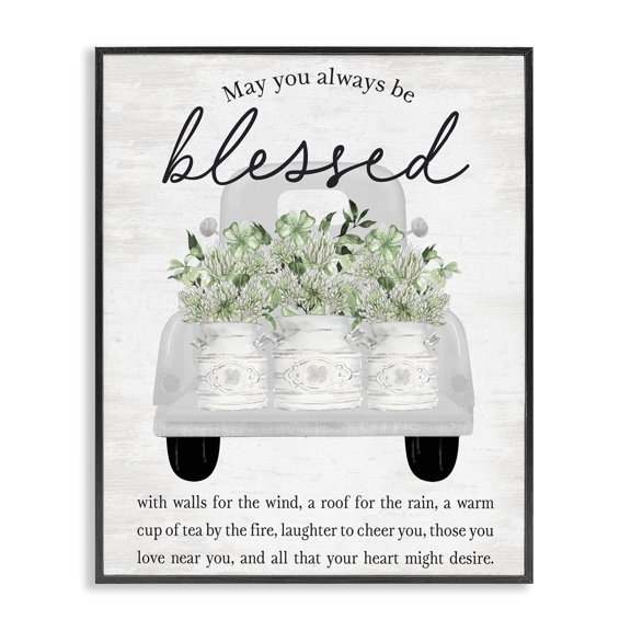 Stupell Industries Always Be Blessed Spring Florals Black Framed Giclee Art, design by Lettered and Lined, 14 x 11