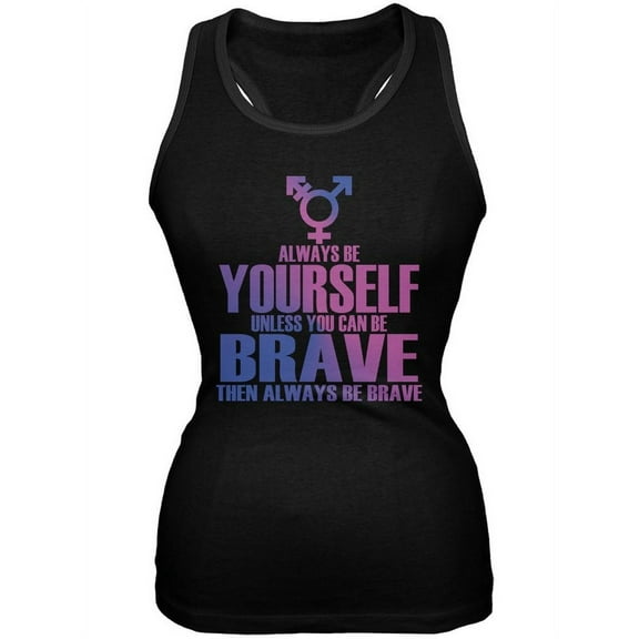 Always Be Yourself Brave Transgender Black Juniors Soft Tank Top - Large