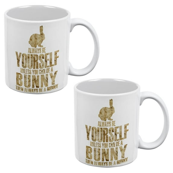 Always Be Yourself Bunny White All Over Coffee Mug Set Of 2