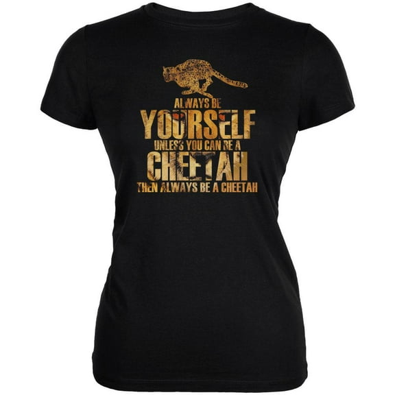 Always Be Yourself Cheetah Juniors Soft T Shirt Black 2XL