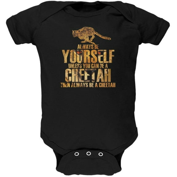 Always Be Yourself Cheetah Soft Baby One Piece Black 3-6 M