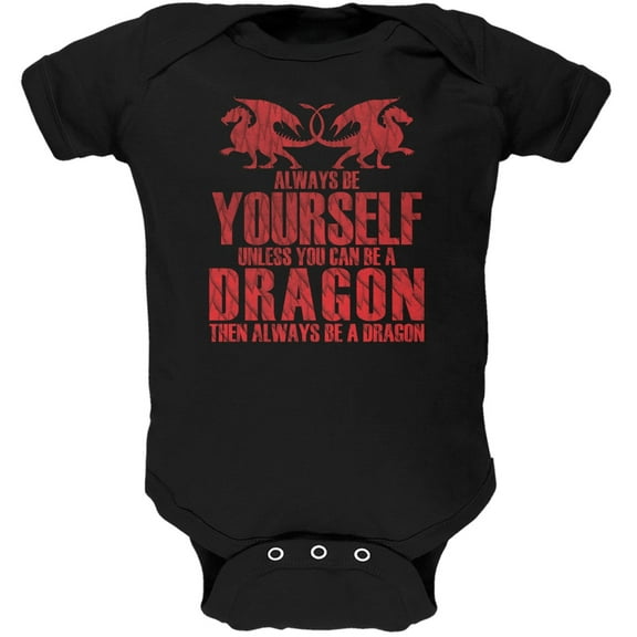 Always Be Yourself Dragon Black Soft Baby One Piece - 6 month