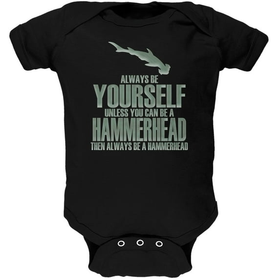 Always Be Yourself Hammerhead Shark Black Soft Baby One Piece - 3 month