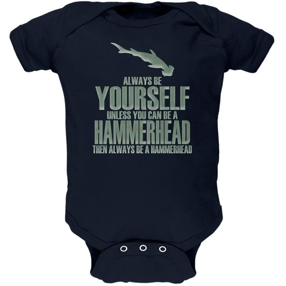 Always Be Yourself Hammerhead Shark Navy Soft Baby One Piece - 24 month