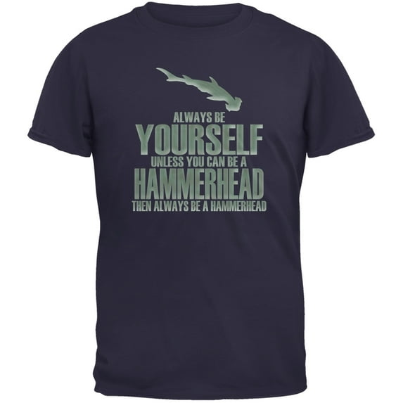 Always Be Yourself Hammerhead Shark Navy Youth T-Shirt - X-Large(18)