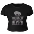 thumbnail image 1 of Always Be Yourself Hippo Juniors Crop Top T-Shirt Black LG, 1 of 1