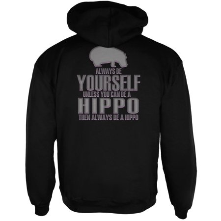 Always Be Yourself Hippo Mens Full Zip Hoodie Black 2XL