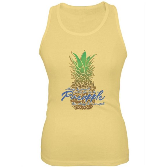 Always Be Yourself Pineapple Juniors Soft Tank Top Yellow LG