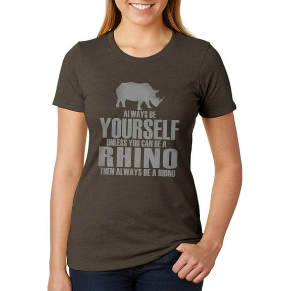 Always Be Yourself Rhino Juniors Soft Heather T Shirt Heather Brown LG