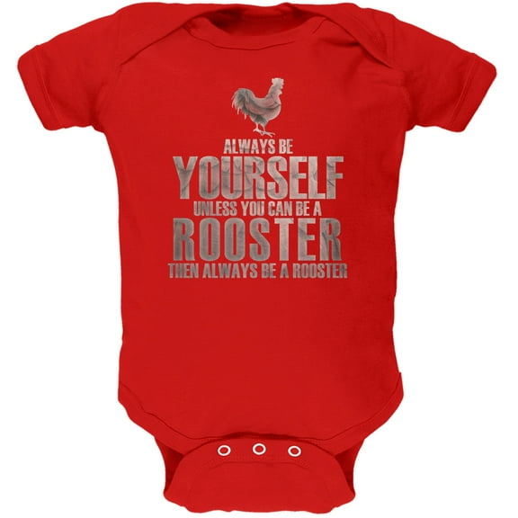 Always Be Yourself Rooster Red Soft Baby One Piece - 24 month