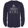 thumbnail image 1 of Always Be Yourself Seal Navy Adult Long Sleeve T-Shirt, 1 of 1