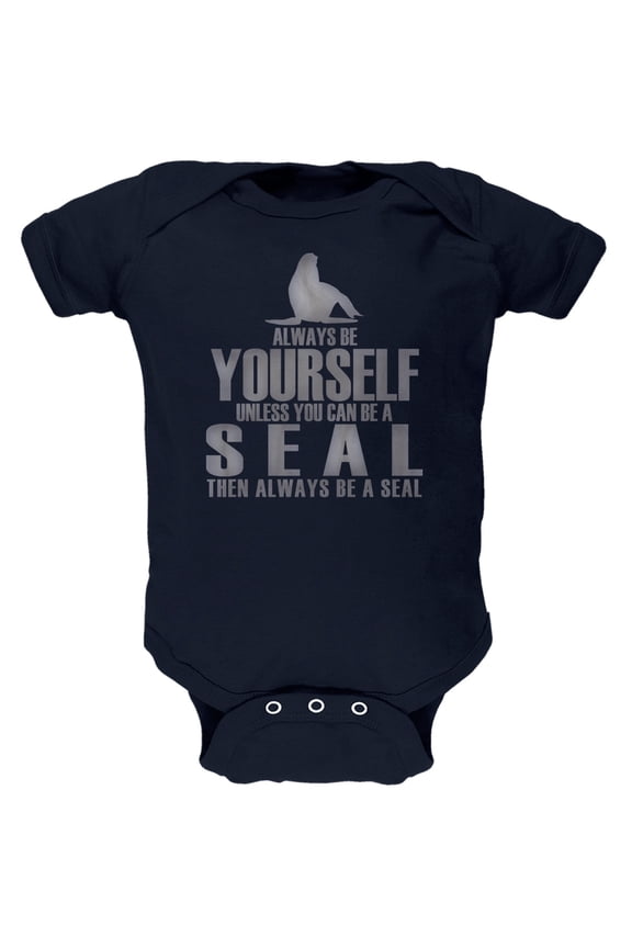 Always Be Yourself Seal Navy Soft Baby One Piece - 3 month