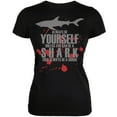 thumbnail image 1 of Always Be Yourself Shark Bloody Black Juniors Soft T-Shirt - Large, 1 of 1