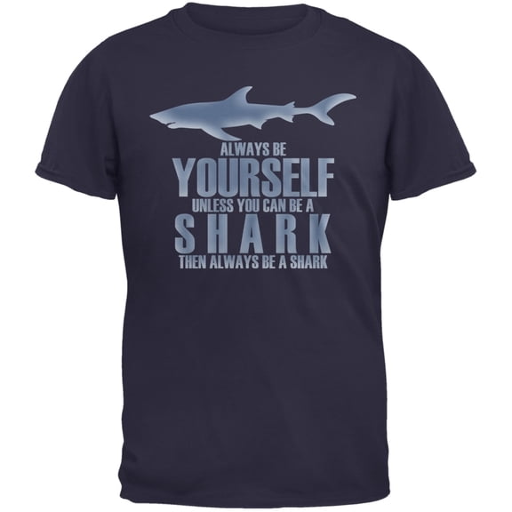 Always Be Yourself Shark Navy Youth T-Shirt - Large(14/16)