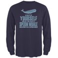 thumbnail image 1 of Always Be Yourself Sperm Whale Navy Adult Long Sleeve T-Shirt, 1 of 1