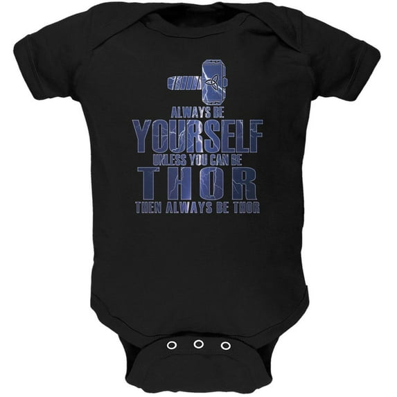 Always Be Yourself Thor Black Soft Baby One Piece - 3-6 months