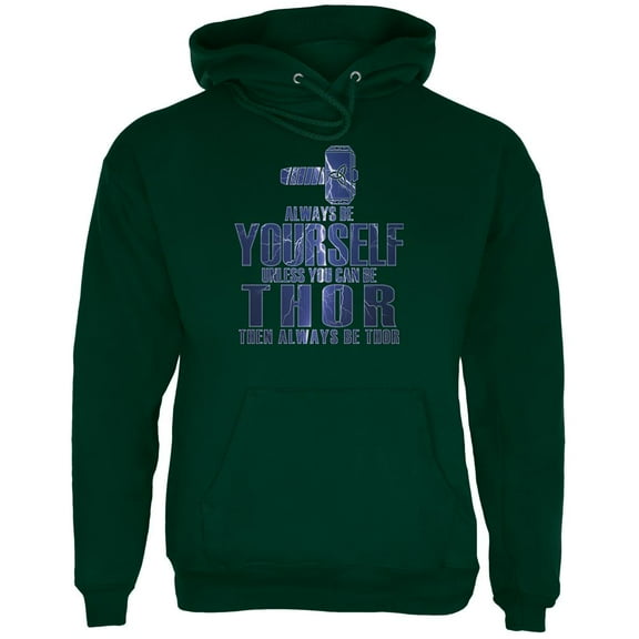 Always Be Yourself Thor Mens Hoodie Forest Green LG
