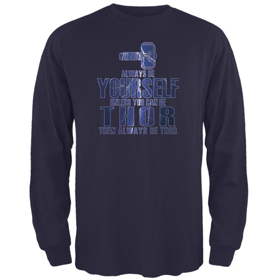 Always Be Yourself Thor Navy Adult Long Sleeve T-Shirt - 2X-Large