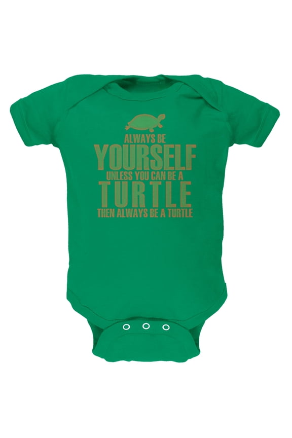 Always Be Yourself Turtle Green Soft Baby One Piece