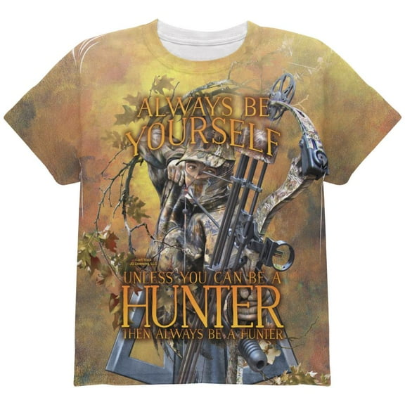 Always Be Yourself Unless Bow Hunter All Over Youth T Shirt Multi YLG