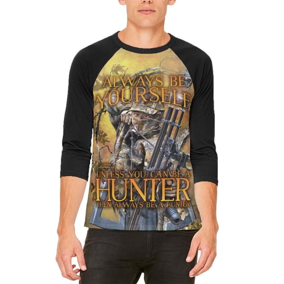 Always Be Yourself Unless Bow Hunter Mens Raglan T Shirt White-Black MD