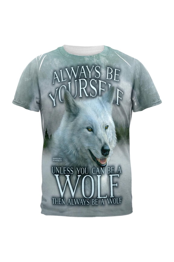 Always Be Yourself Unless White Wolf All Over Mens T Shirt