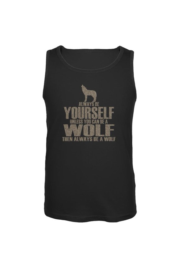 Always Be Yourself Wolf Mens Tank Top Black LG