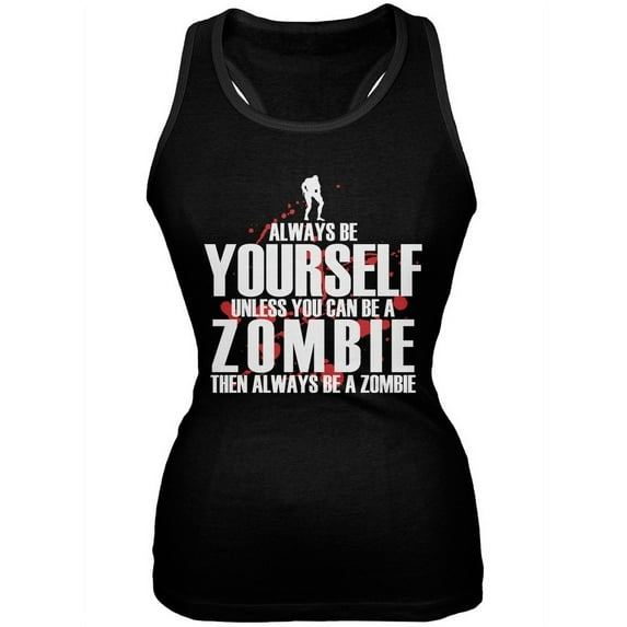 Always Be Yourself Zombie Black Juniors Soft Tank Top - Small