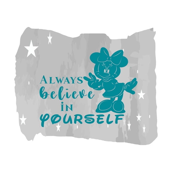 Always Believe In Yourself Cute Mouse Silhouette Quote Vinyl Wall Design Wall Art Sticker Designs Vinyl Stickers For Home House Walls Rooms Windows Bedroom Decoration Size (26x26 inch)