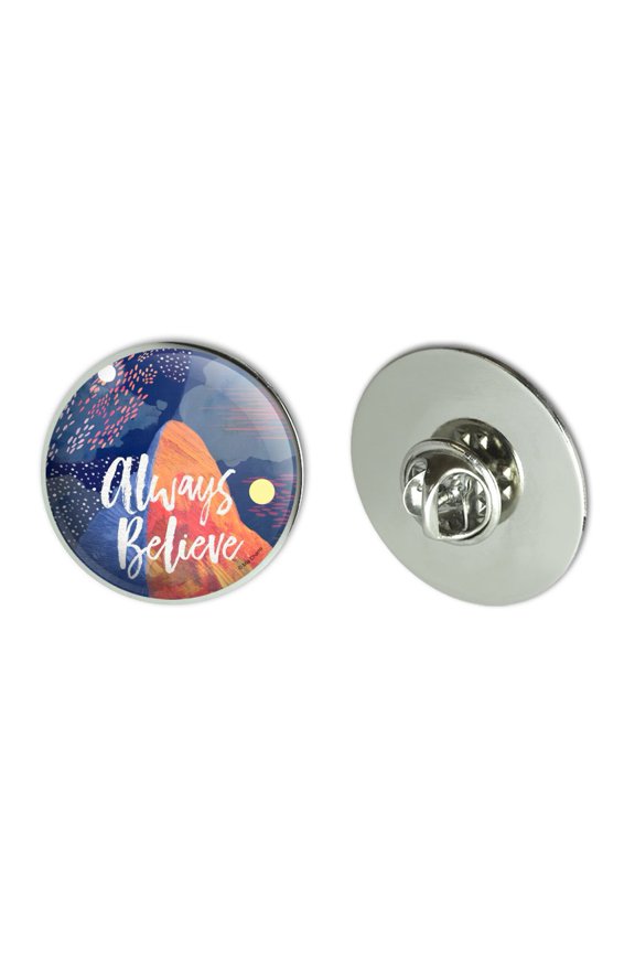 Always Believe Mountain Inspirational Metal 1.1" Tie Tack Hat Lapel Pin Pinback