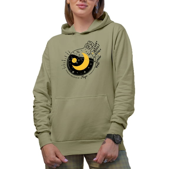 Always Believe in Magic, Boho Mystical & Celestial Art Merch Gift, Sand Hooded Sweatshirt or Hoodie, Small